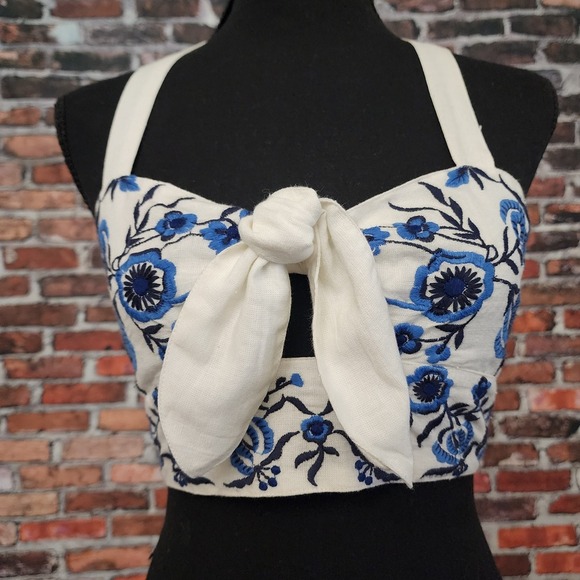 Forever 21 Y2K Halter‎ Crop Top Festival Boho Cottagecore Coquette Small Sailor - Picture 1 of 12